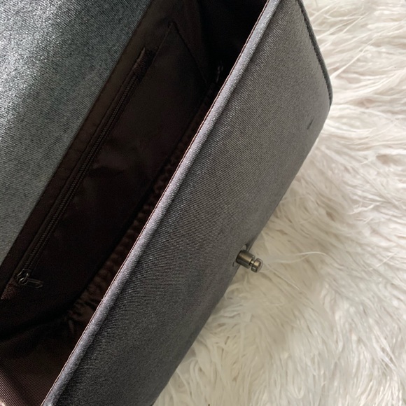 Grey/Silver Velvet Quilted Purse / Messenger Bag - Picture 5 of 8